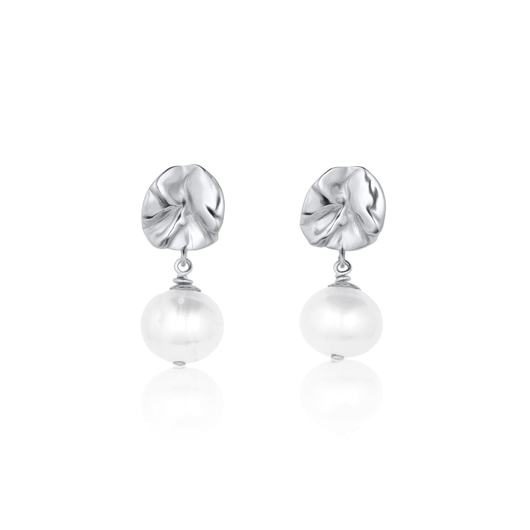 Josephine Pearl Drop Earrings - Silver