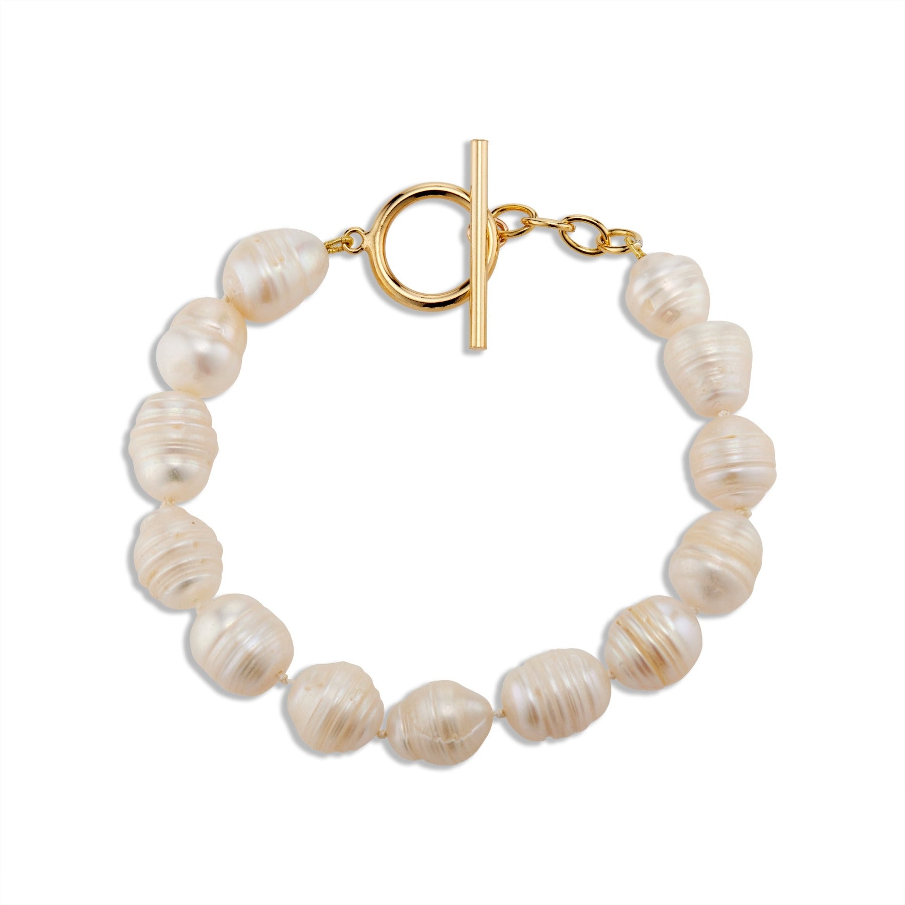 Moonglow Gold-Plated Initial Pearl Bracelet, Vintouch Italy