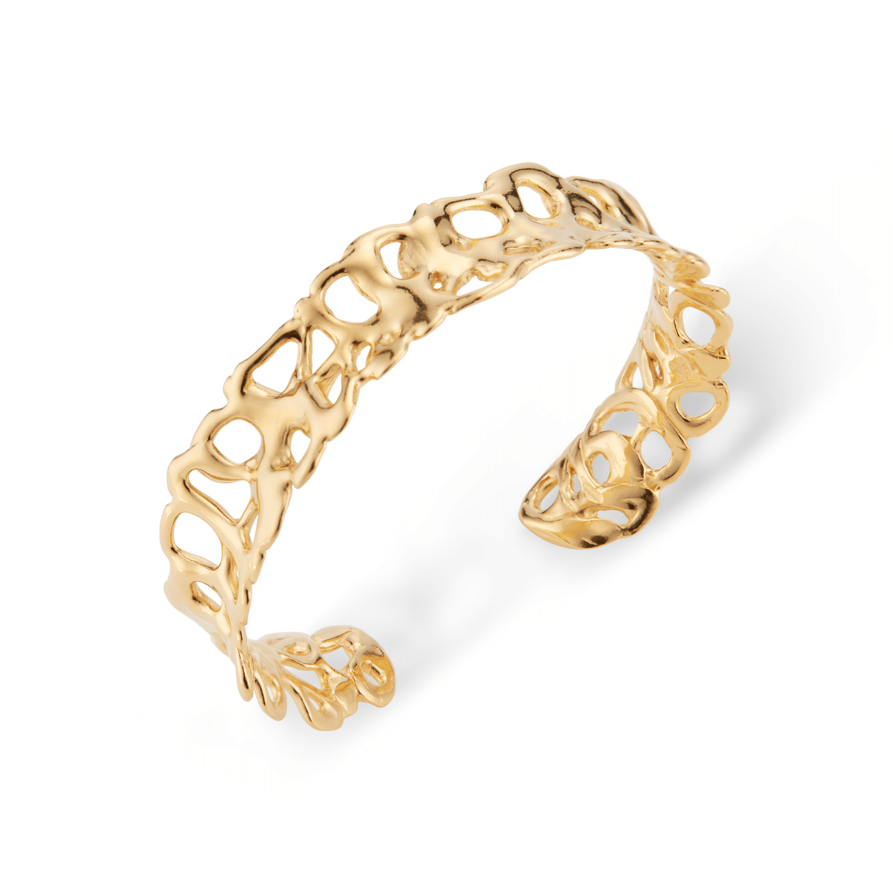 Abstract squiggle thin cuff bracelet in 18k gold vermeil.