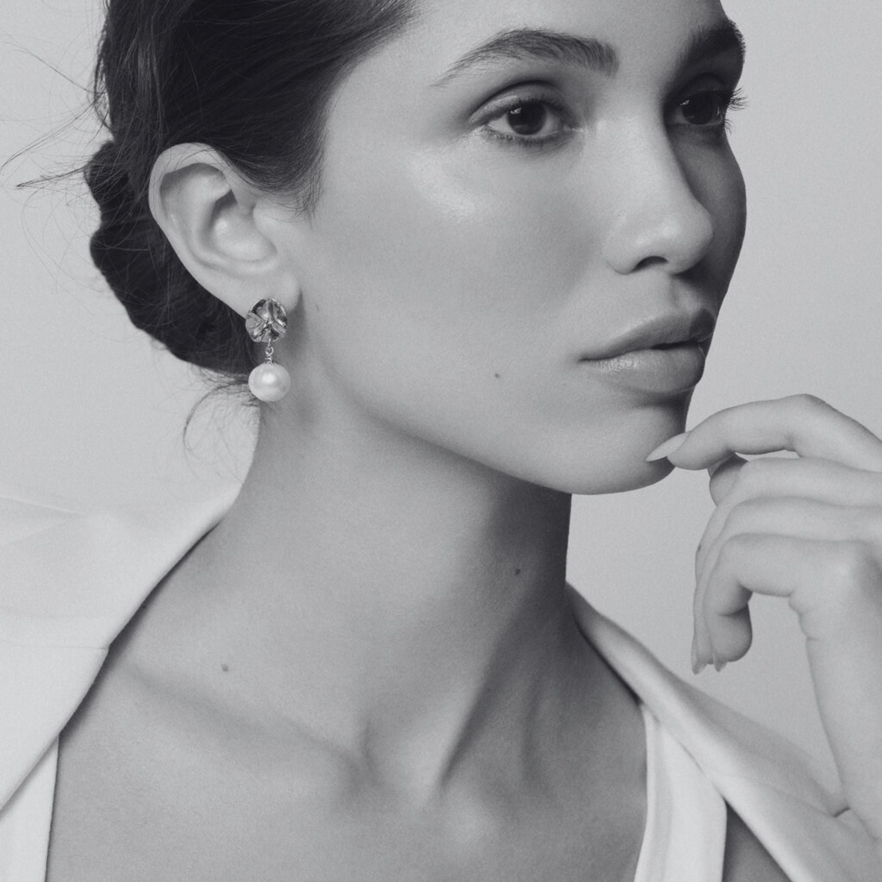 Josephine Pearl Drop Earrings - Silver (RTS)
