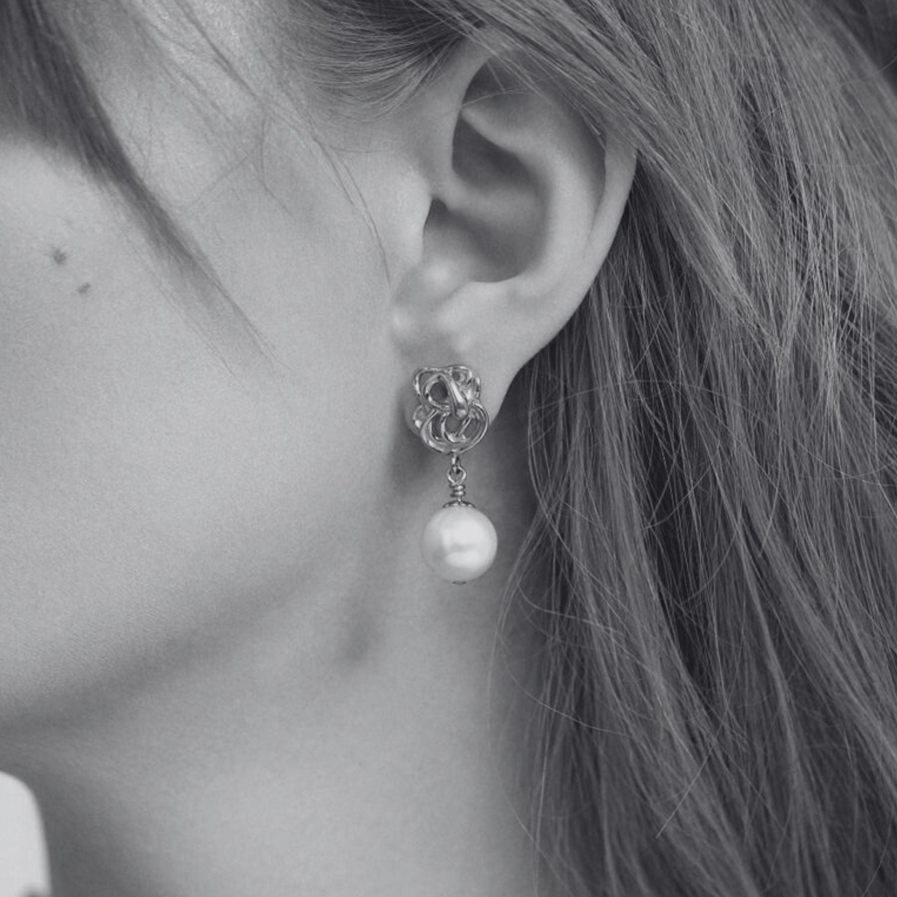 Camille Pearl Drop Earrings - Silver (RTS)