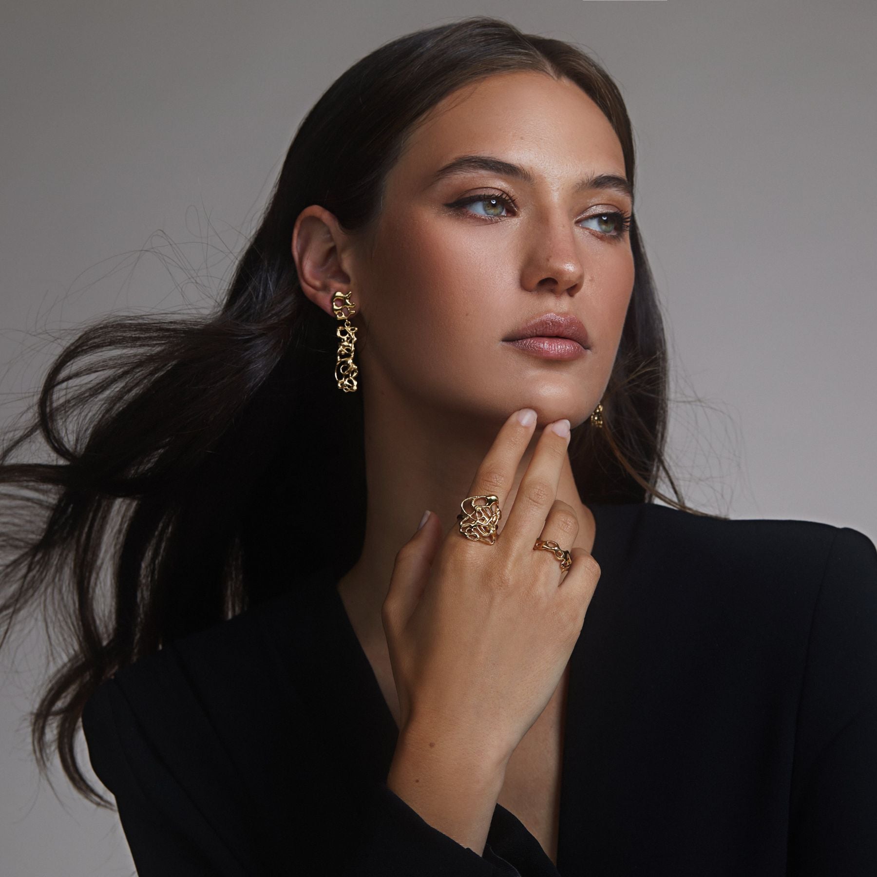 Isabelle Double Motif Earrings - Vermeil (RTS)