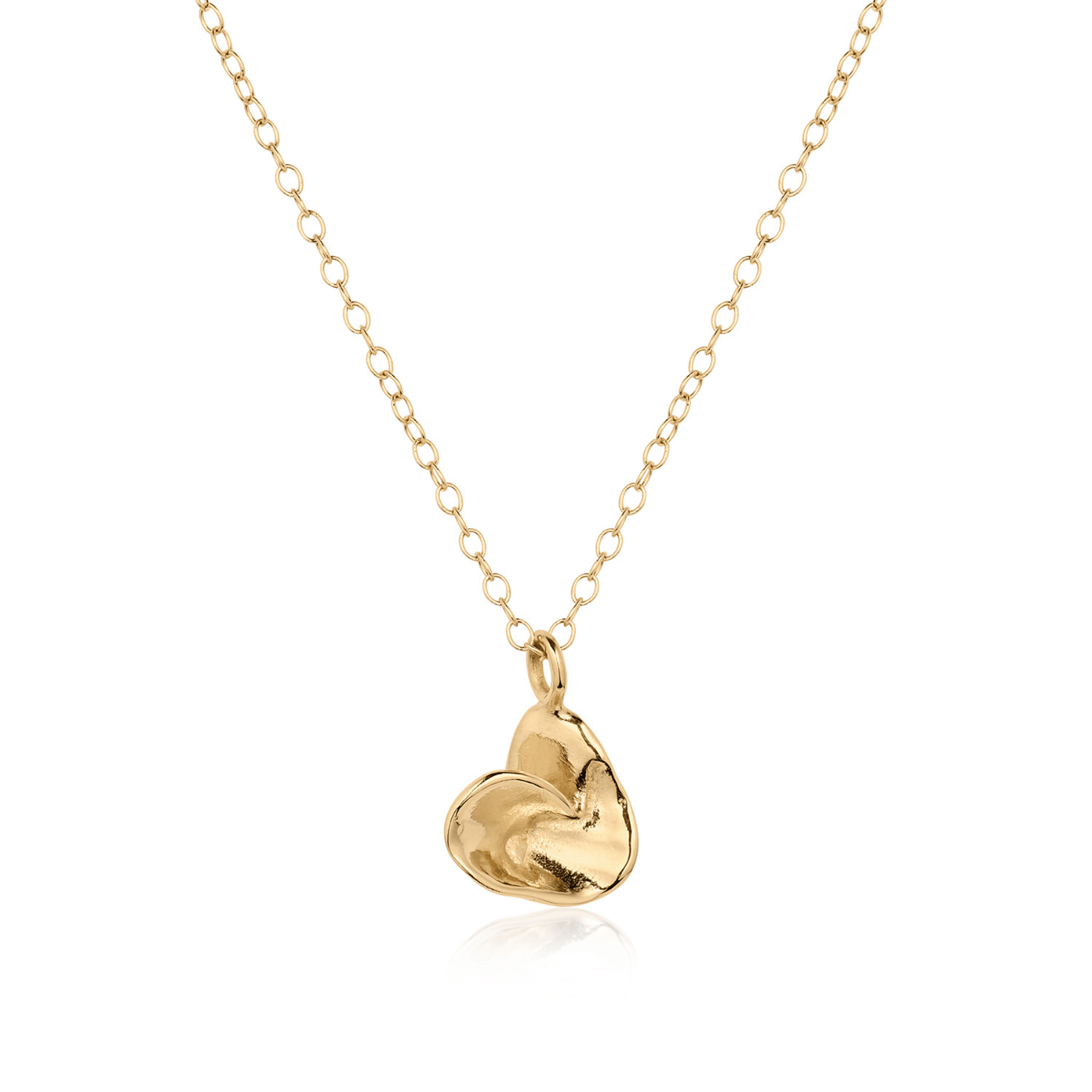 Sculptural heart pendant in 14k yellow gold
