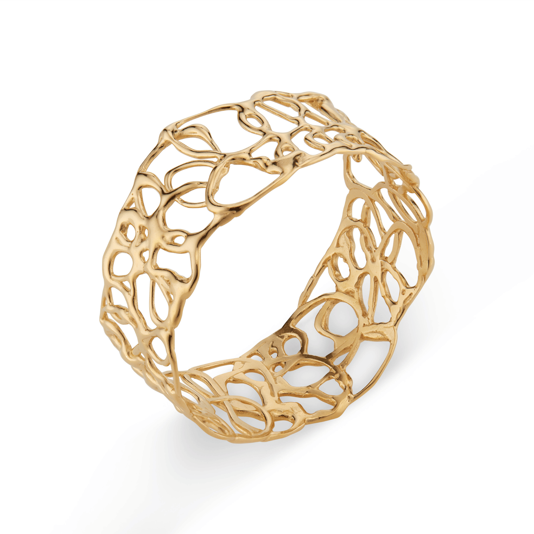 Abstract, squiggle slip on bangle in 18k gold vermeil.