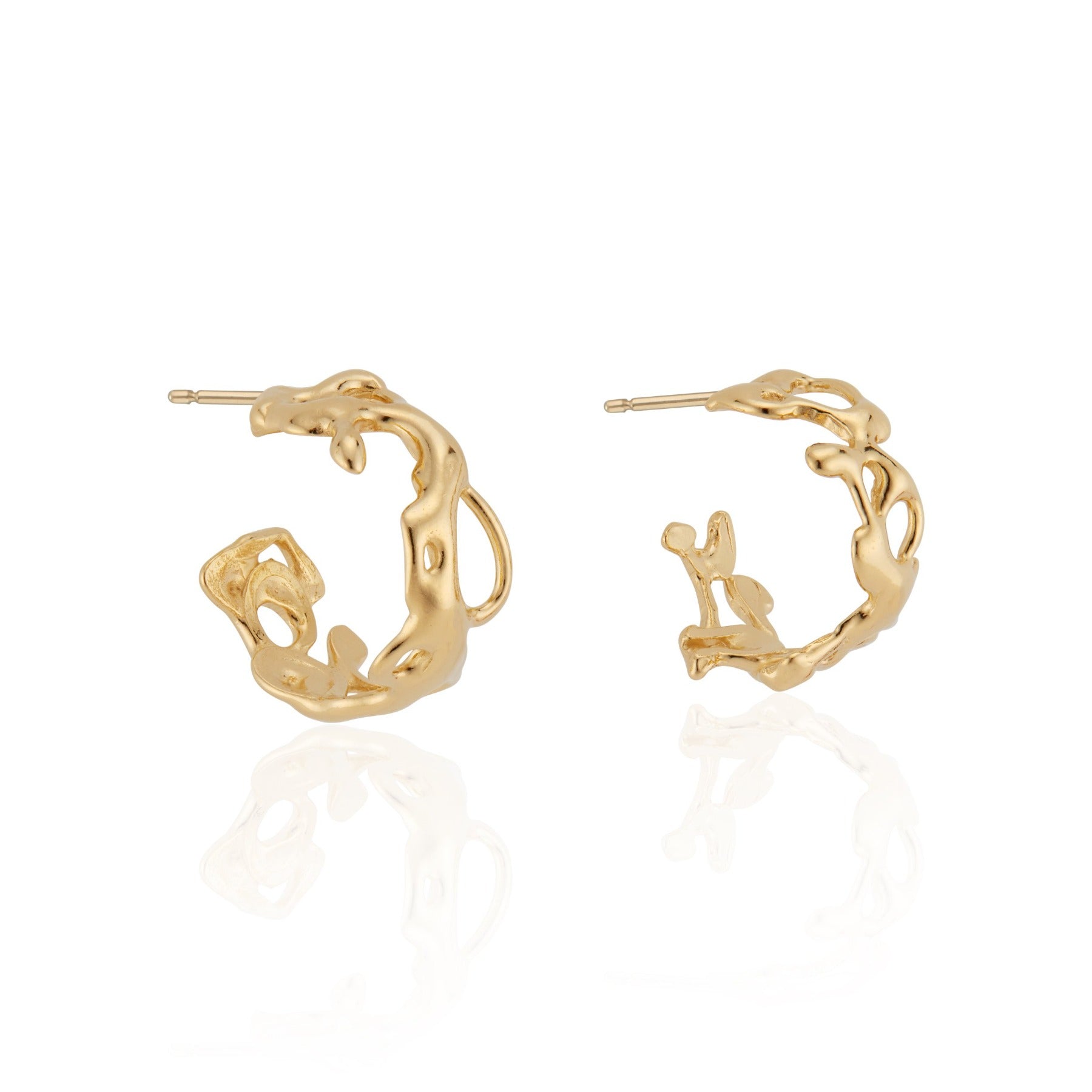 Abstract, squiggle small hoop earrings.