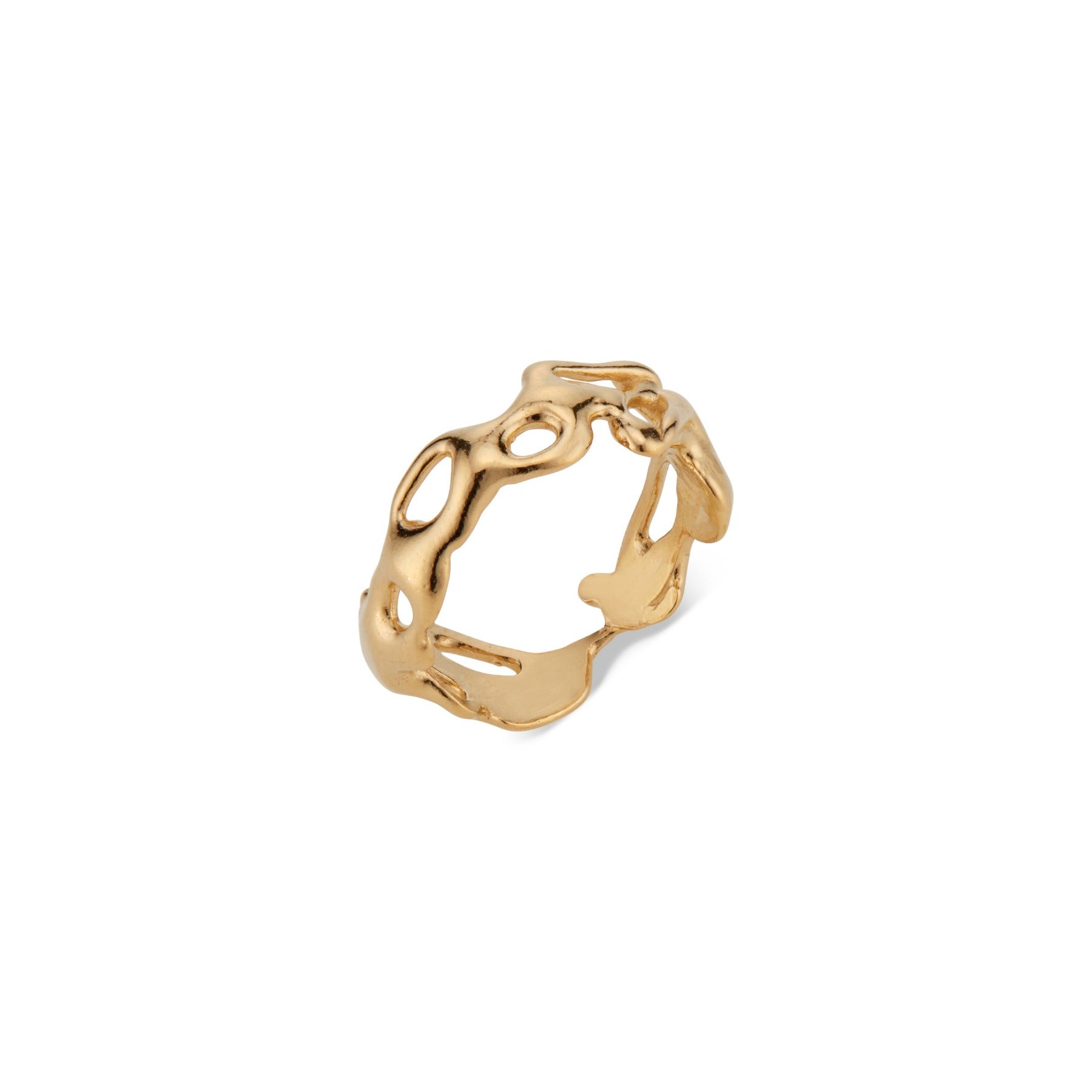 Abstract, squiggle band in 18k gold vermeil.
